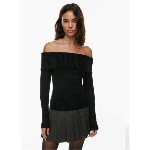 Aritzia Sweaters - Aritzia NWT Sunday Best Topaz Sweater in Black XS Off the Shoulder Ribbed Cotton